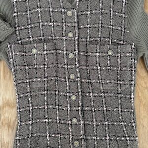 CHANEL 1995 Karl Lagerfeld  taupe / Pink tweed Women's Sweater